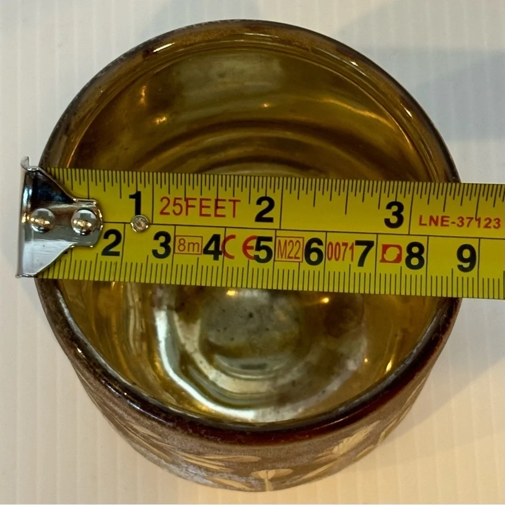 Anthropologie Autumn Splendor  Gold  Frosted Leaves Votive Candle Holder/planter